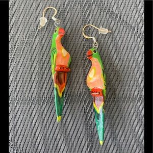 Vintage Wooden Bird Earrings